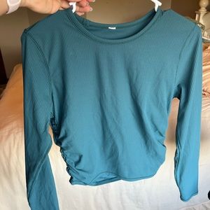 Lululemon All It Takes Nulu Ribbed long sleeve. Size 8. Color: Green Jasper.